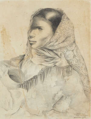 
	
		Mariette Lydis, 
		Austrian/Argentinian 1887-1970- 
		 
		Indienne avec chale en...