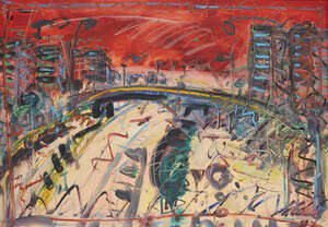 
	
		Philip Kelly, 
		Irish 1950-2010 - 
		 
		Dusk  View from the Circuito; 
		 
		oil...