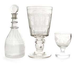 
	
		A large Victorian glass goblet, the body engraved with a viaduct to one side and the...