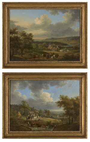 
	
		Attributed to Jan Baptiste de Jonghe, 
		Flemish 1785-1844- 
		 
		Wooded landscapes...