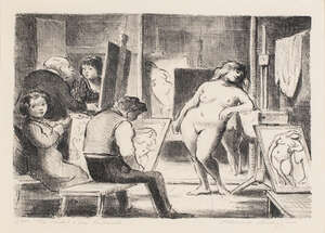 
	
		Edward Ardizzone CBE RA, 
		British 1900-1979- 
		 
		Model and Her Reflection,...