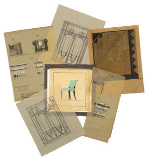 
	
		Arthur Litt (French 1905-1961), watercolour on paper, six fabric designs,
		c.1930/40,...