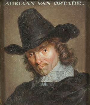 After Adriaen van Ostade, 
		Dutch 1610-1685- 
		 
		Self-Portrait of the artist, after Jacob Gole; 
		 
		oil on panel, 8x6.5cm: After Pieter-Jacobsz v