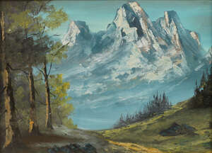 
	
		European School, mid/late 20th century- Alpine landscape; acrylic on canvas,...