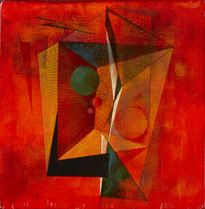 
	
		Clarke Hutton, 
		British 1898-1985- 
		 
		Geometric composition in Red, 1982; 
		 
		