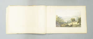 
	
		An album of watercolours depicting views of India, 19th century, most titled, some titled...