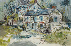 Fred Yates, 
		British 1922-2008-
		 
		Pont Creek Fowey; 
		 
		oil on board, signed and titled, 59.5x90cm (ARR)
		 