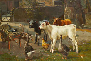 
	
		Alfred Duke, 
		 
		British 1836-1915- 
		 
		The Uninvited Guest; 
		 
		oil on...