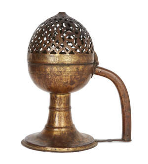 
	
		A rare and important inscribed Ottoman tombak incense burner (Buhurdan), Turkey, 17th...