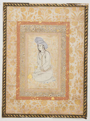 
	
		A Zand or Qajar portrait of a young man, Persia, 18th century, ink and gouache on paper...