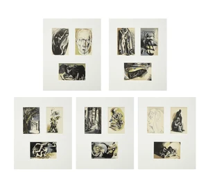 Michael Ayrton,&nbsp;British 1921-1975,&nbsp;Fifteen prints from Poems of Death, 1945;&nbsp;fifteen lithographs in...