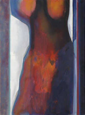 
	
		Larry Wakefield, British 1925-1997- Red Nude; oil on canvas, 101.5x76cm, (unframed) (ARR) 
