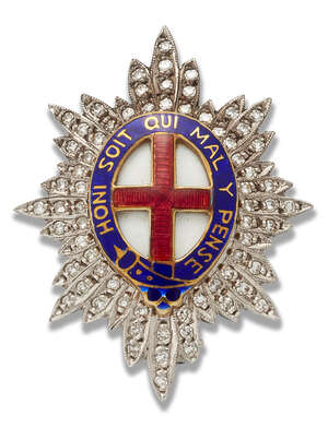 
	
		A diamond and enamel regimental sweetheart brooch, for the Coldstream Guards, with...