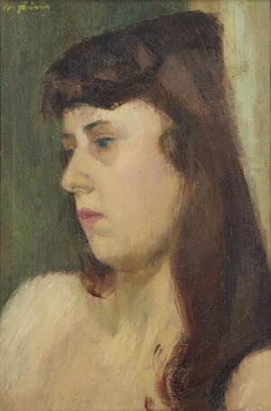 
	
		Michael Finn, 
		British 1921-2002- 
		Portrait of a lady, head and shoulders, A Royal...