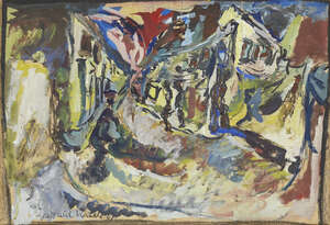 
	
		Gerald Wilde, 
		British 1905-1986-
		 
		Street scene;
		 
		gouache on buff paper,...