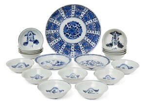
	
		A collection of Japanese Arita porcelain, 17th - 19th century, comprising two similar...