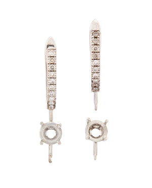 A pair of 18ct white gold diamond set earring mounts with vacant collets,&nbsp;designed as a...