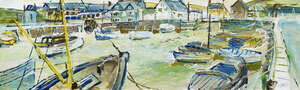 Fred Yates, 
		British 1922-2008- 
		 
		West Bay Bridport; 
		 
		oil on board, signed, 37.5x121cm (ARR)
		 