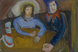 
	
		Elisabeth Collins, 
		British 1904-2000 - 
		 
		Card-players, c.1930s; 
		 
		
