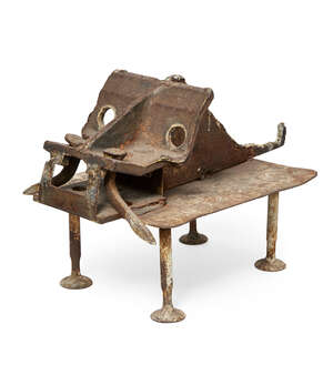 
	
		Levan Magalashvilli, 
		Georgian b.1940- 
		 
		Dog; 
		 
		welded metal, height...