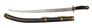 
	
		A Chinese willow leaf sabre (liu yue dao), 19th century, with pierced gilt metal...