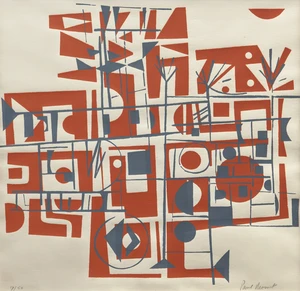 Paul Mount,&nbsp;British 1922-2009,&nbsp;Victoria Beach, 1973;&nbsp;screenprint in colours on wove,&nbsp;signed and...