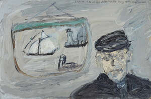 
	
		Robert Maclaurin,
		Scottish b. 1961-
		 
		Self Portrait with an Alfred Wallis,...