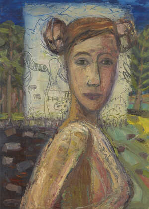 
	
		Margaret Hunter, 
		British b. 1948  
		 
		Dancers Tracks, 2006; 
		 
		oil on wood,...