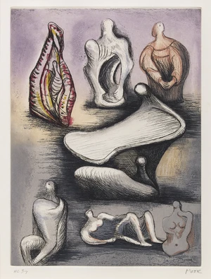 Henry Moore OM CH FBA,&nbsp;British 1898-1986,&nbsp;Seven Sculpture ideas II, 1980;&nbsp;etching and aquatint in...