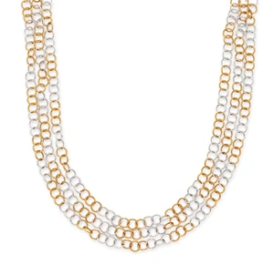 A chain necklace, composed of two rows of two-colour round hoop links, signed Superoro, Italian...