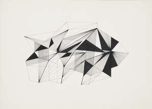 
	
		Clarke Hutton, 
		British 1898-1984- 
		Geometric line drawings, 1966; 
		pen and ink,...