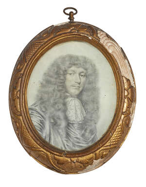 
	
		Attributed to David Loggan, 
		English 1634-1692- 
		 
		Portrait miniature of a...