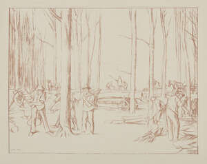 
	
		Sir William Rothenstein,
		British 1872-1945-
		 
		Timber-hauling, 1917;
		 
		