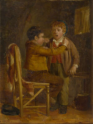 
	
		William Hemsley, 
		 
		British 1819-1906- 
		 
		The young dentist; 
		 
		oil on...