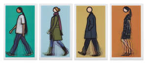 
	
		Julian Opie,
		British b.1958-
		 
		Walking Figures, 2010;
		 
		four lenticular...