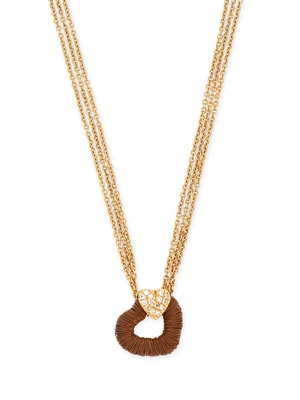 A diamond set heart necklace, the openwork wire-wrapped heart pendant with applied pav&eacute; diamond...