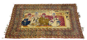 
	
		A Kirman pictorial rug, early 20th century, the field with four stylised robed figures,...