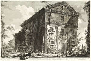 Giovanni Battista Piranesi, 
		Italian 1720-1778- 
		 
		Veduta del Tempio di Bacco, [Wilton-Ely 184], 1758; 
		 
		etching on laid, watermark fleur-de-