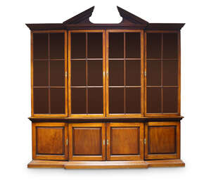 
	
		A George II mahogany breakfront bookcase, attributed to John Belchier, c.1740, the...