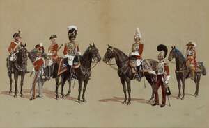 
	
		Richard Simkin, 
		 
		British 1840-1926- 
		 
		The uniform of the Life Guards of...