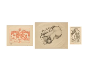 Aristide Maillol, French 1861-1944, Harvesting; Femme Nue Penchée en Avant; Gathering Vine Shoots, from Les Géorgiques; (i) woodcut on wove, numbered II