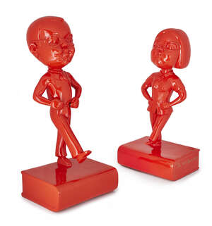 
	
		Ren Sihong, 
		Chinese b.1967-
		 
		Broadcast Exercise- Kicking, 2005;
		 
		a pair of...