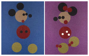 
	
		Damien Hirst, 
		British, b.1965-
		 
		Mickey and Minnie (Blue and Pink Glitter),...
