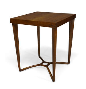 
	
		Italian, a stained birch and brass inlaid side table  
		c.1950  
		The square top with...
