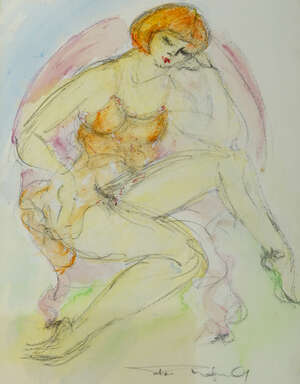 Tom Merrifield, 
		Australian/British b. 1932- 
		 
		Ballerina, 'Julia'; 
		 
		watercolour and pencil, signed, 35x28cm (ARR)
		 
		Provenan