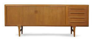
	
		K.B Simonsen for Faarup Mobelfabrik, 
		 
		Sideboard with four drawers and two tambour...