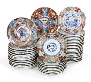 
	
		A large collection of Japanese Imari porcelain, early 20th century, comprising twenty...