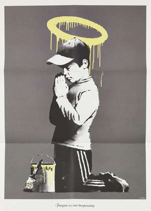 
	
		After Banksy,
		British b.1974-
		 
		Forgive Us Our Trespassing, 2010; 
		 
		offset...