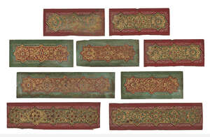 
	
		A group of nine painted and gilded wood panels, North India or Afghanistan, 18th century,...