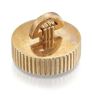 
	
		A 9ct. gold pill box, by Cartier, hallmarked London, 1940, the perimeter patterned with...